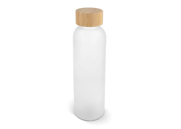 Bouteille d'eau verre et bambou 500ml personnalisable Blanc