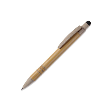 Stylo-stylet à bille personnalisé en bambou et paille de blé