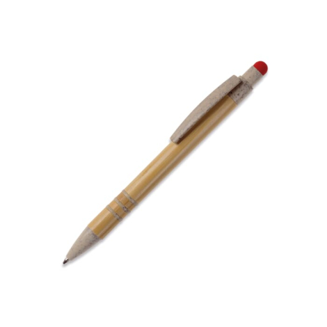 Stylo-stylet à bille personnalisé en bambou et paille de blé