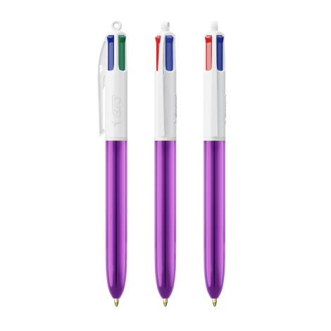Stylo 4 couleurs publicitaire BIC® Shine avec Lanyard