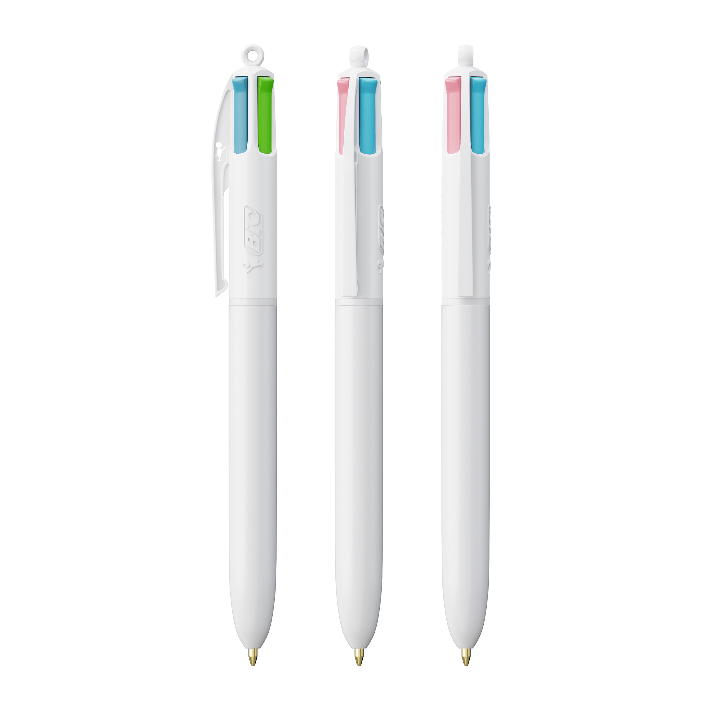Stylo 4 couleurs publicitaire BIC® Fashion avec Lanyard Blanc