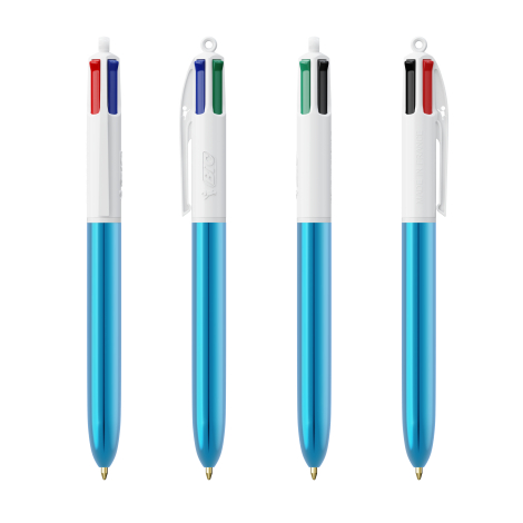 Stylo 4 couleurs publicitaire BIC® Shine avec Lanyard