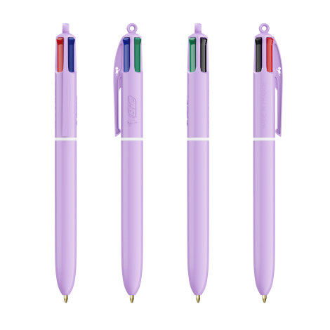 Stylo BIC® publicitaire 4 Couleurs® Pastel avec Lanyard