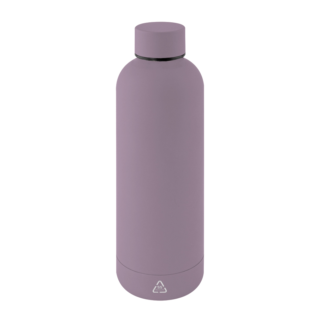 Bouteille publicitaire 500ml inox recyclé RUBBER Violet