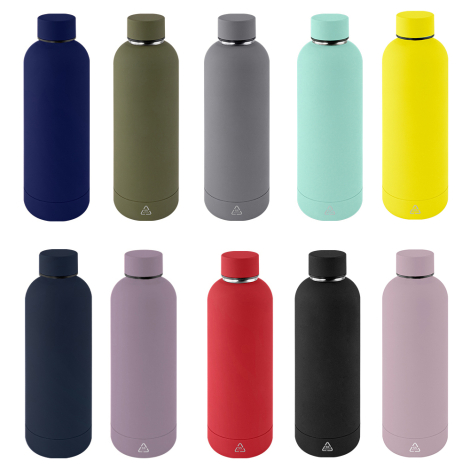 Bouteille publicitaire 500ml inox recyclé RUBBER