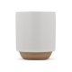 Mug en grès blanc avec base effet bois présenté de face sans anse visible, sans marquage apparent. Mug en grès blanc avec base effet bois présenté de face sans anse visible, sans marquage apparent.