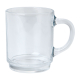Mug transparent en verre, vue de face avec anse positionnée à droite, base épaisse et forme cylindrique, sans personnalisation v Mug transparent en verre, vue de face avec anse positionnée à droite, base épaisse et forme cylindrique, sans personnalisation v