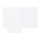 Chemise à rabats en carton blanc à plat, vue intérieure dépliée montrant plis et rabats, sans personnalisation visible.