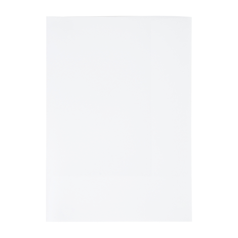 Chemise à rabats en carton blanc, vue de face fermée sans éléments graphiques, sans marquage visible.
