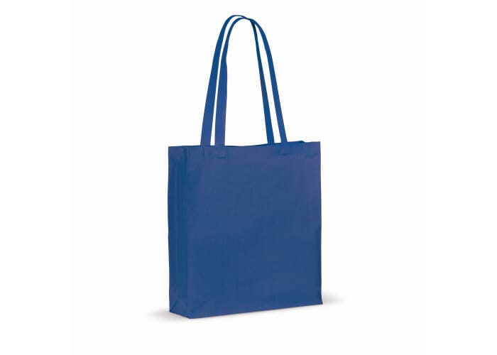 Tote bag publicitaire coton recyclé avec soufflet 140g Bleu