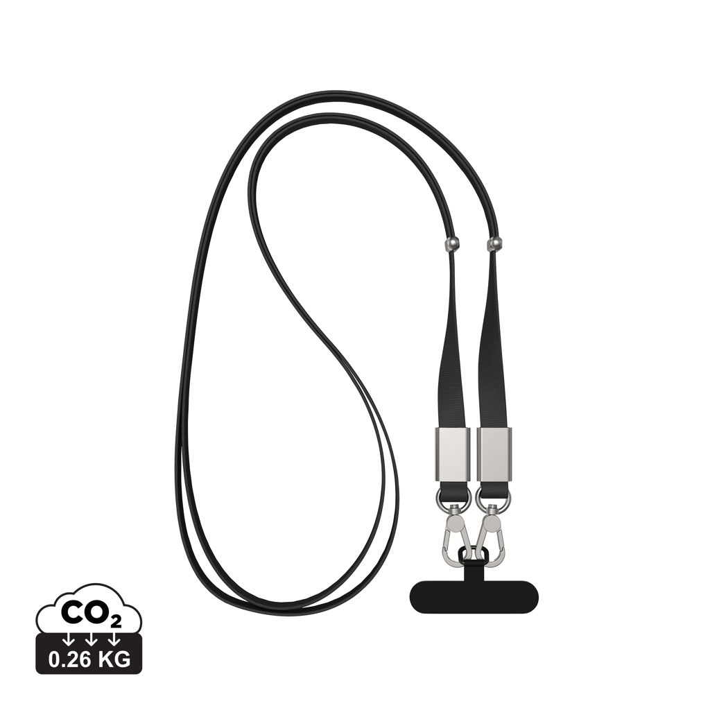 Lanière téléphone personnalisée recyclée Nivo Noir