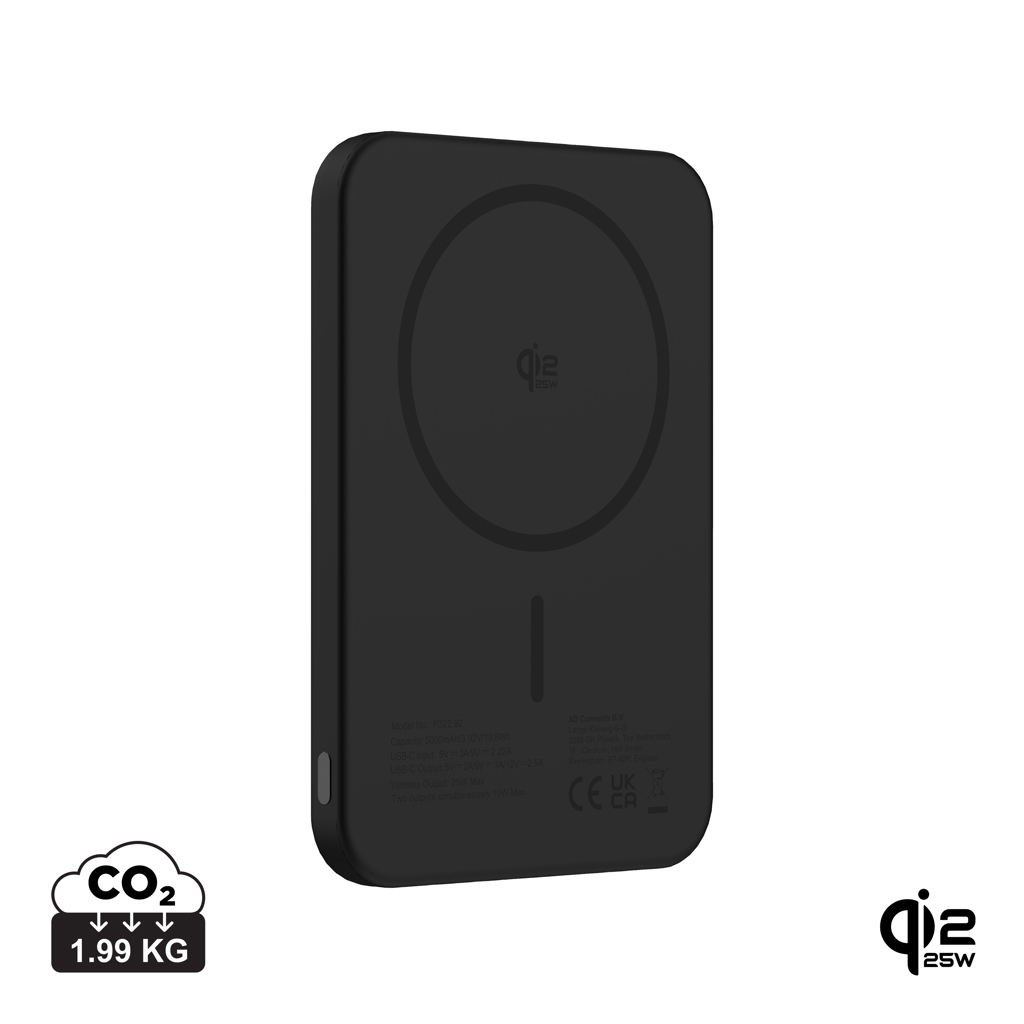 Batterie externe personnalisée 5000 mAh sans fil Pomona Noir