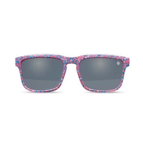 Lunettes vues de face avec monture multicolore entièrement personnalisée avec motif visible