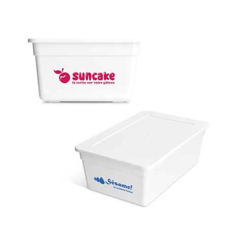Boite de rangement blanc avec marquage visible