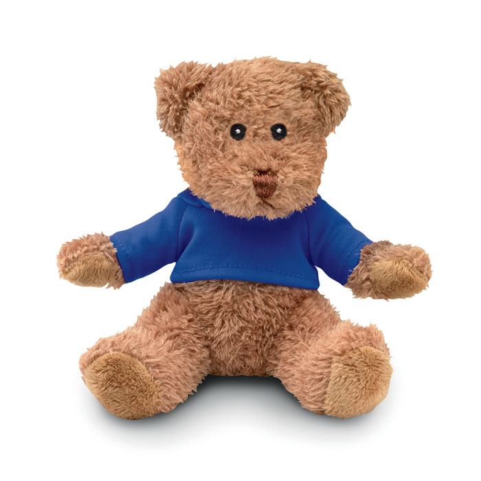 Ourson en peluche avec t-shirt publicitaire Johnny T Bleu