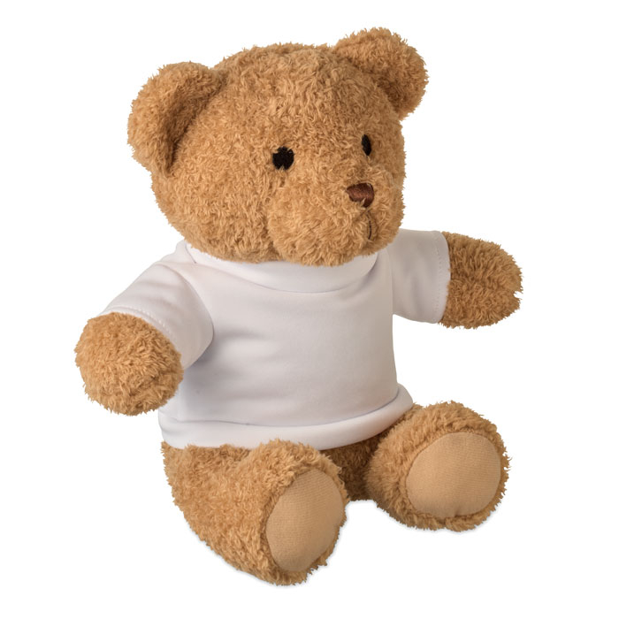Peluche ourson promotionnelle 23 cm avec t-shirt Jackie Blanc