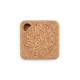 Vue de dessus d’un support carré en liège avec un sous-verre rond inséré à l’intérieur, sans personnalisation visible.