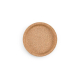 Vue de dessus d’un sous-verre rond en liège mettant en évidence le rebord et la zone centrale, sans marquage visible.
