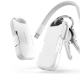 Powerbank compacte blanche avec câble intégré et anneau d’attache accrochée à des clés, sans marquage visible.