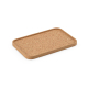 Plateau rectangulaire en liège avec rebords présenté en perspective sur fond neutre, sans marquage visible.