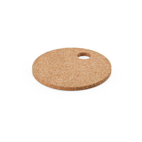 Dessous de plat rond en liège présenté en légère perspective, sans marquage visible.