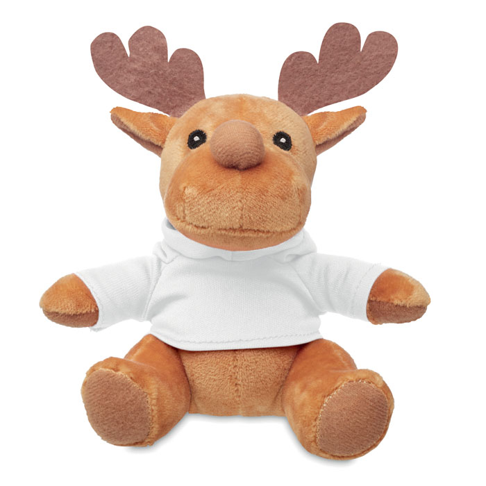 Renne en peluche publicitaire avec capuche RUDOLPH Blanc