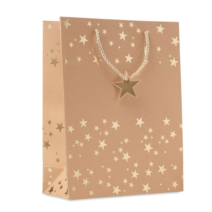 Sac cadeau publicitaire en papier 250gr 25X11X32 cm SPARKLE Or