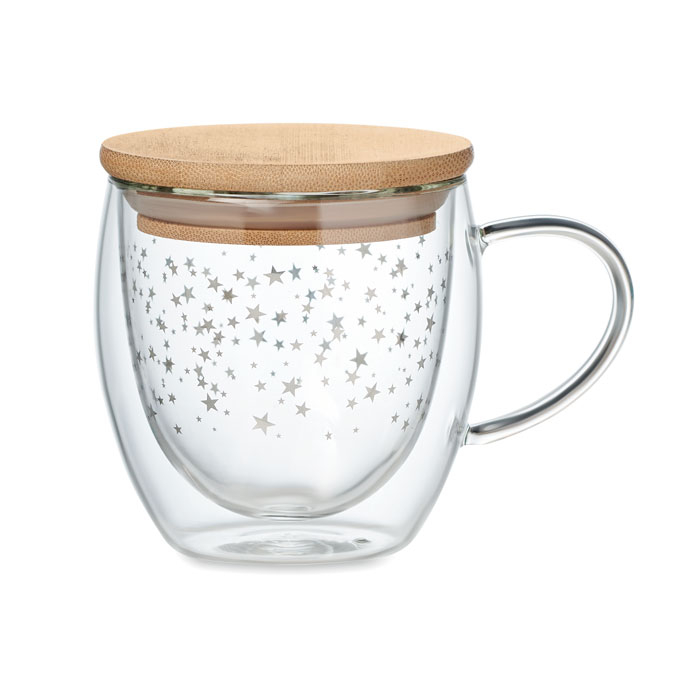 Tasse publicitaire 220 ml double paroi en verre SION Transparent