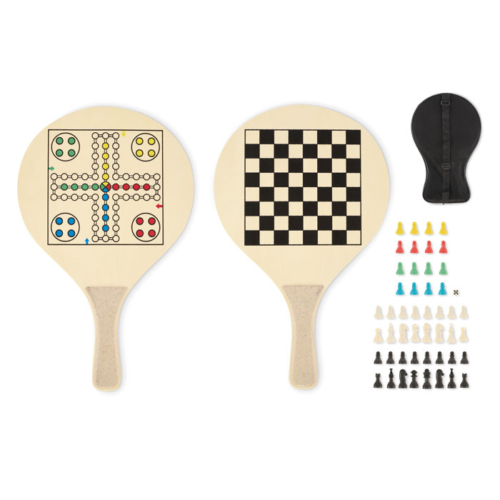 Raquettes de plage personnalisées avec jeux intégrés Iwon Bois