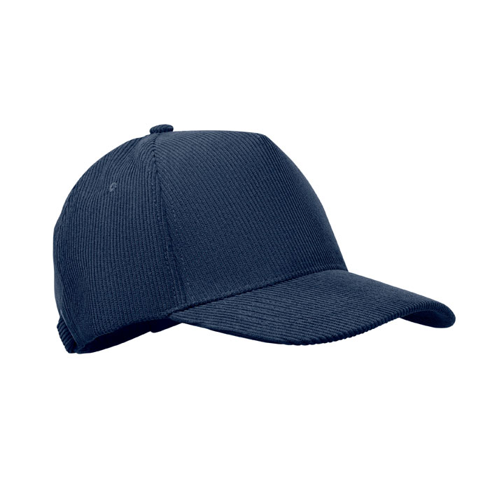 Casquette velours côtelé à 5 pans personnalisée Wale Bleu