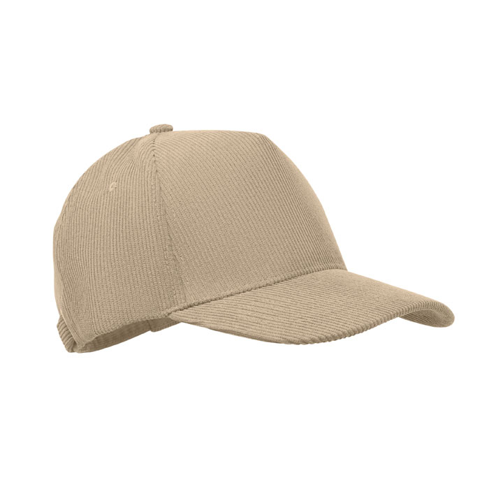 Casquette velours côtelé à 5 pans personnalisée Wale Beige