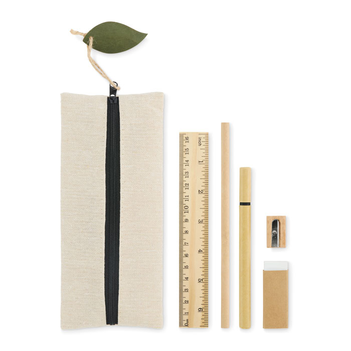 Set d’écriture personnalisé en jute et coton Jucoset Noir