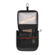 Trousse ouverte suspendue montrant les compartiments internes, sans marquage visible.
