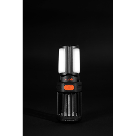 Gros plan sur partie supérieure de la lampe avec zones lumineuses visibles, sans marquage apparent.
