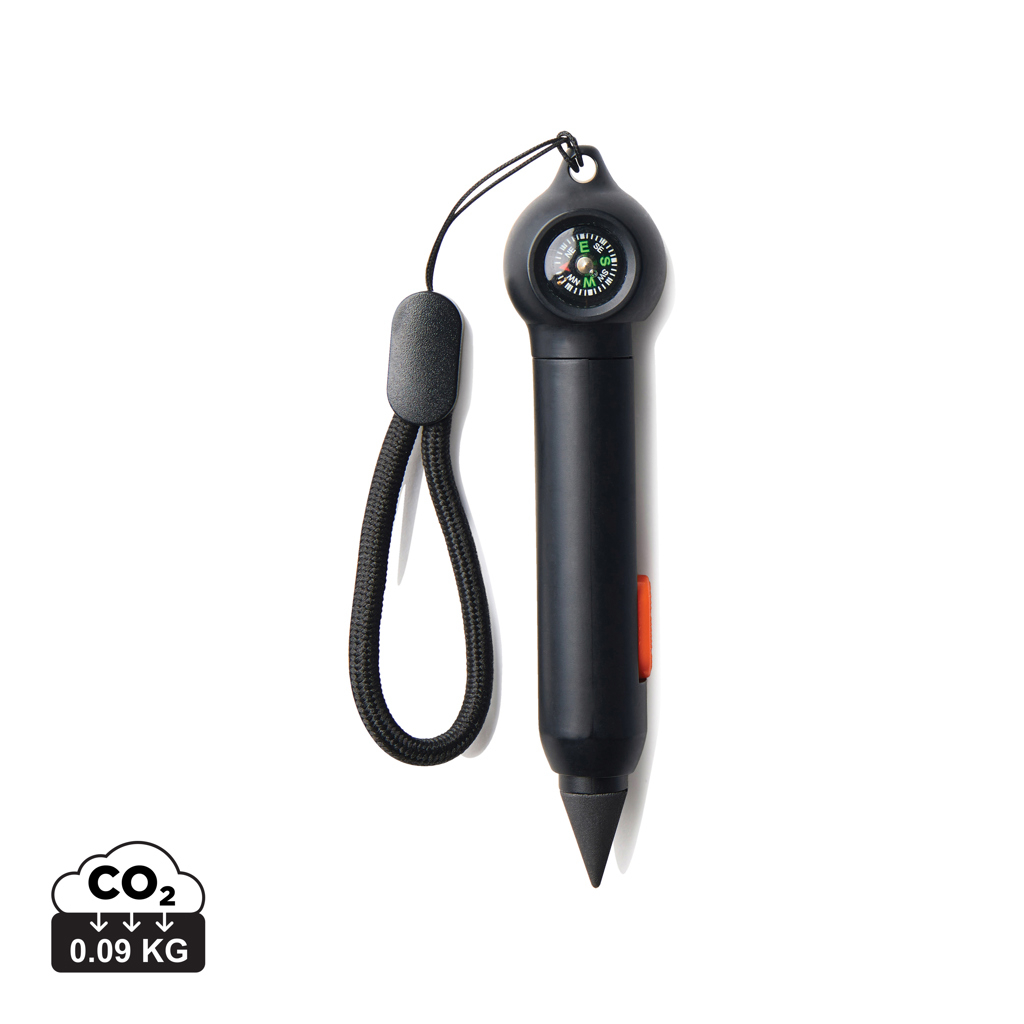 Crayon infini personnalisé avec boussole et attache Noir