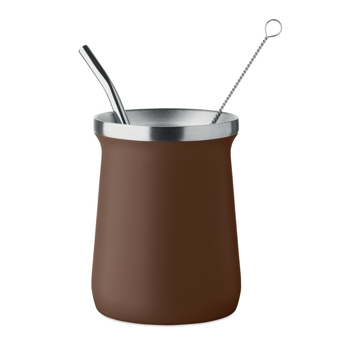 Tasse yerba maté personnalisable 240 ml avec paille Miyerba Marron