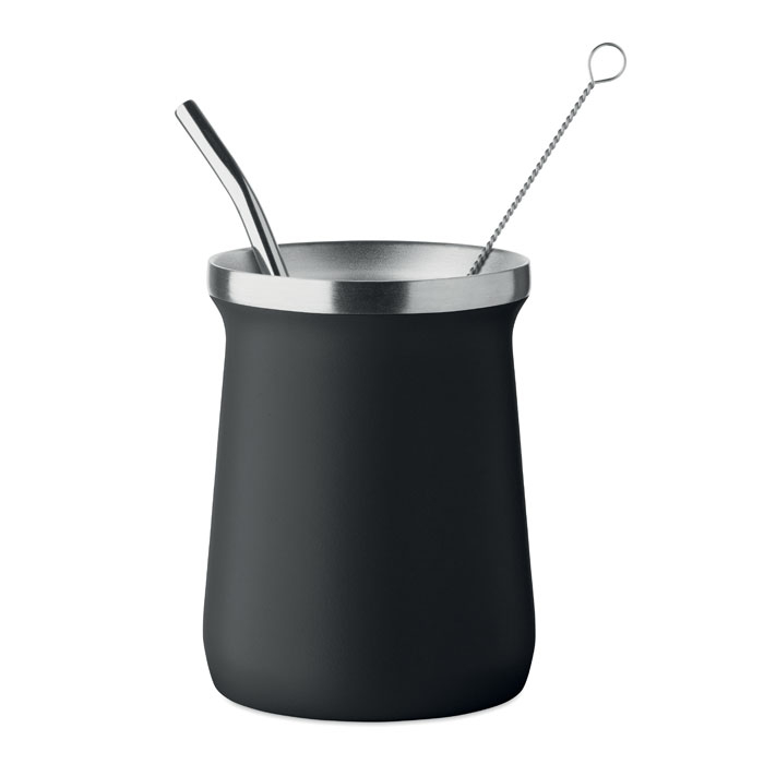 Tasse yerba maté personnalisable 240 ml avec paille Miyerba Noir