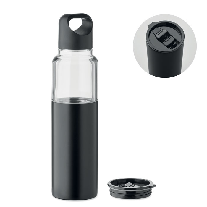 Bouteille 610 ml publicitaire 2 en 1 avec gobelet Dualuse Noir