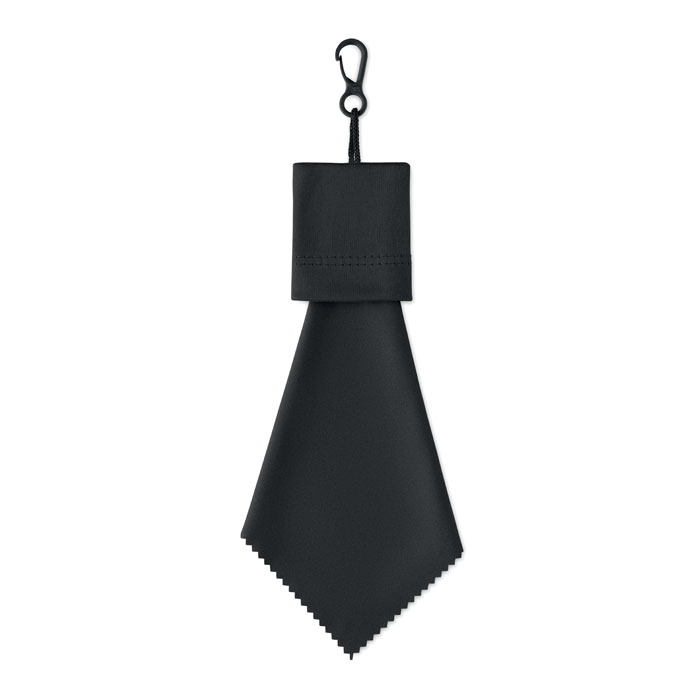 Lingette personnalisée en RPET avec pochette crochet Clear Noir