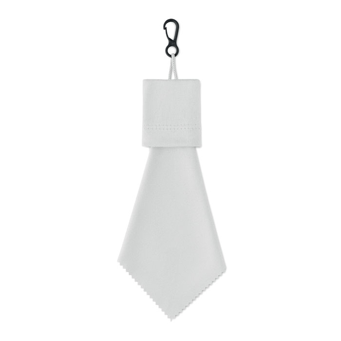 Lingette personnalisée en RPET avec pochette crochet Clear Blanc