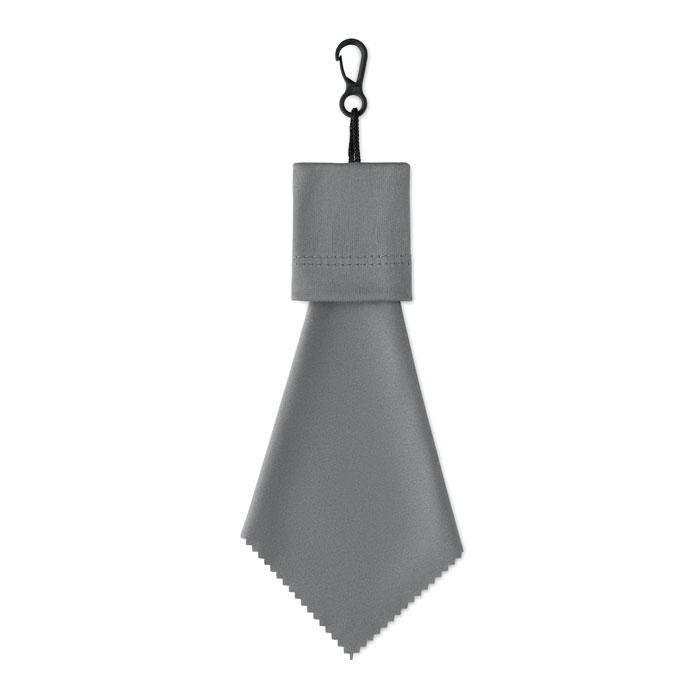 Lingette personnalisée en RPET avec pochette crochet Clear Gris