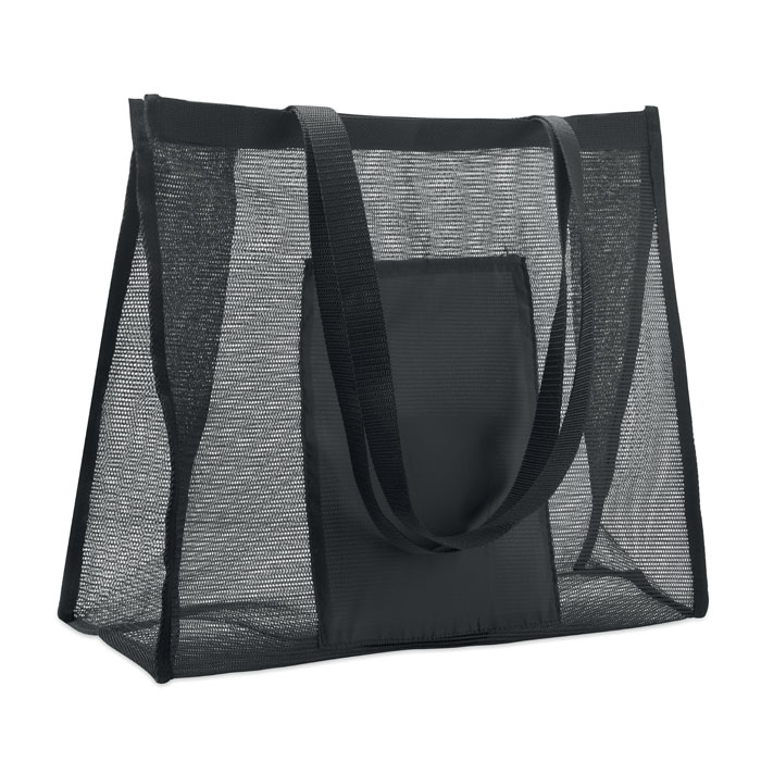 Sac shopping en maille RPET personnalisable avec poche Limp Noir
