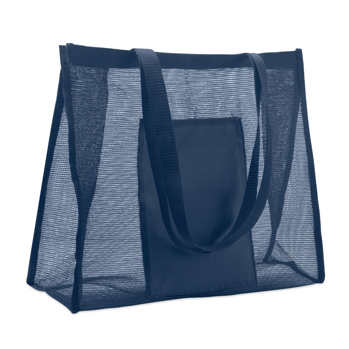 Sac shopping en maille RPET personnalisable avec poche Limp Bleu