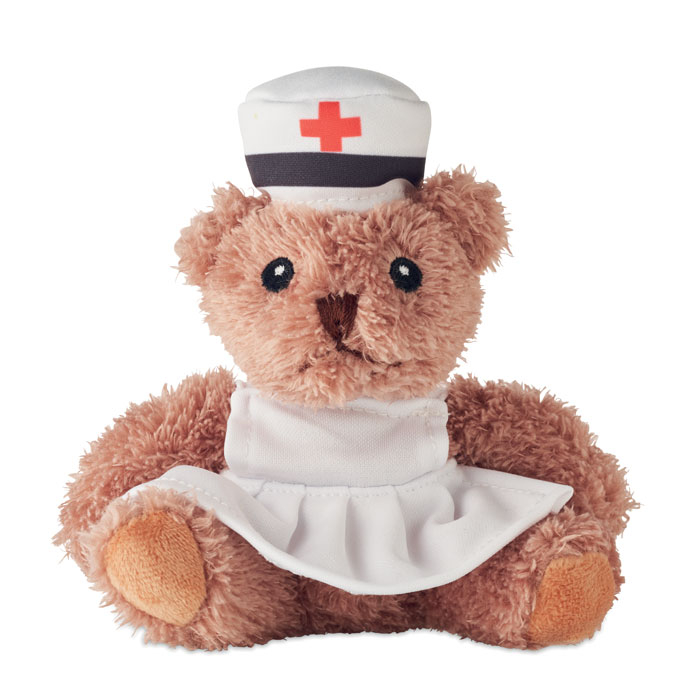 Peluche infirmière personnalisable avec tenue médicale Nurse Blanc