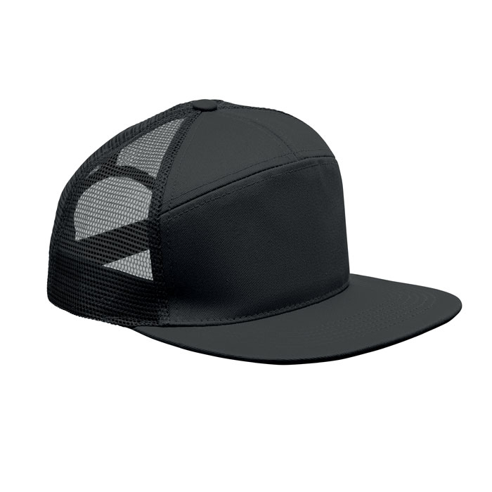 Casquette promotionnelle 7 pans à visière plate Bead Noir