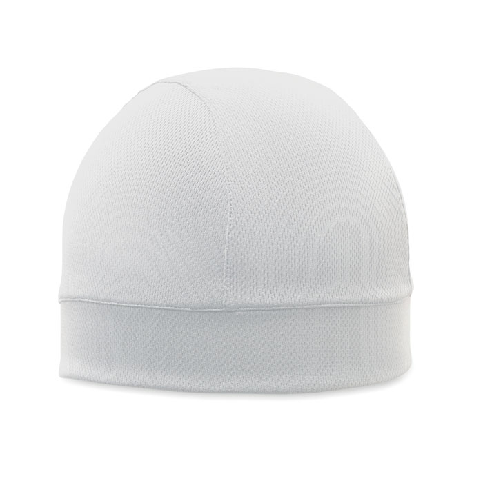 Bonnet de sport respirant en polyester promotionnel Shield Blanc