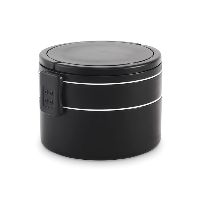 Lunch box ronde publicitaire 2 niveaux 950 ml Ensala Noir