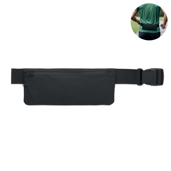 Sac banane de course 600D RPET publicitaire Moderate Noir