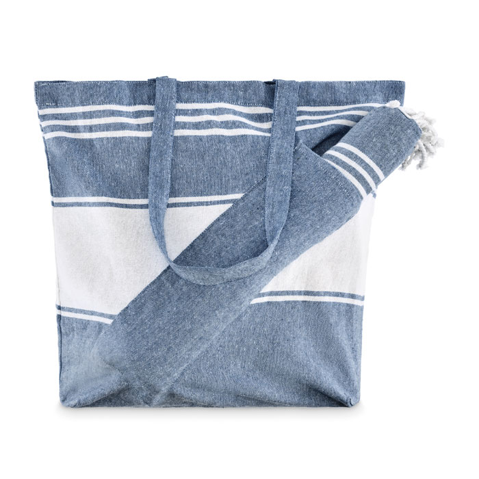 Set sac de plage et serviette 180 g/m² à personnaliser Hummum Bleu