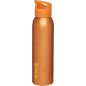 Gourde de sport orange vue de face avec bouchon assorti et personnalisation visible en bas du corps du produit.
